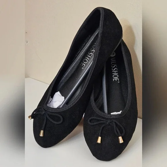 Musshoe women's black flat slip on shoes - Picture 3 of 9
